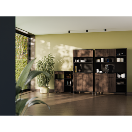 Bufet 80 cm MEGI kredens orzech okapi / czarny